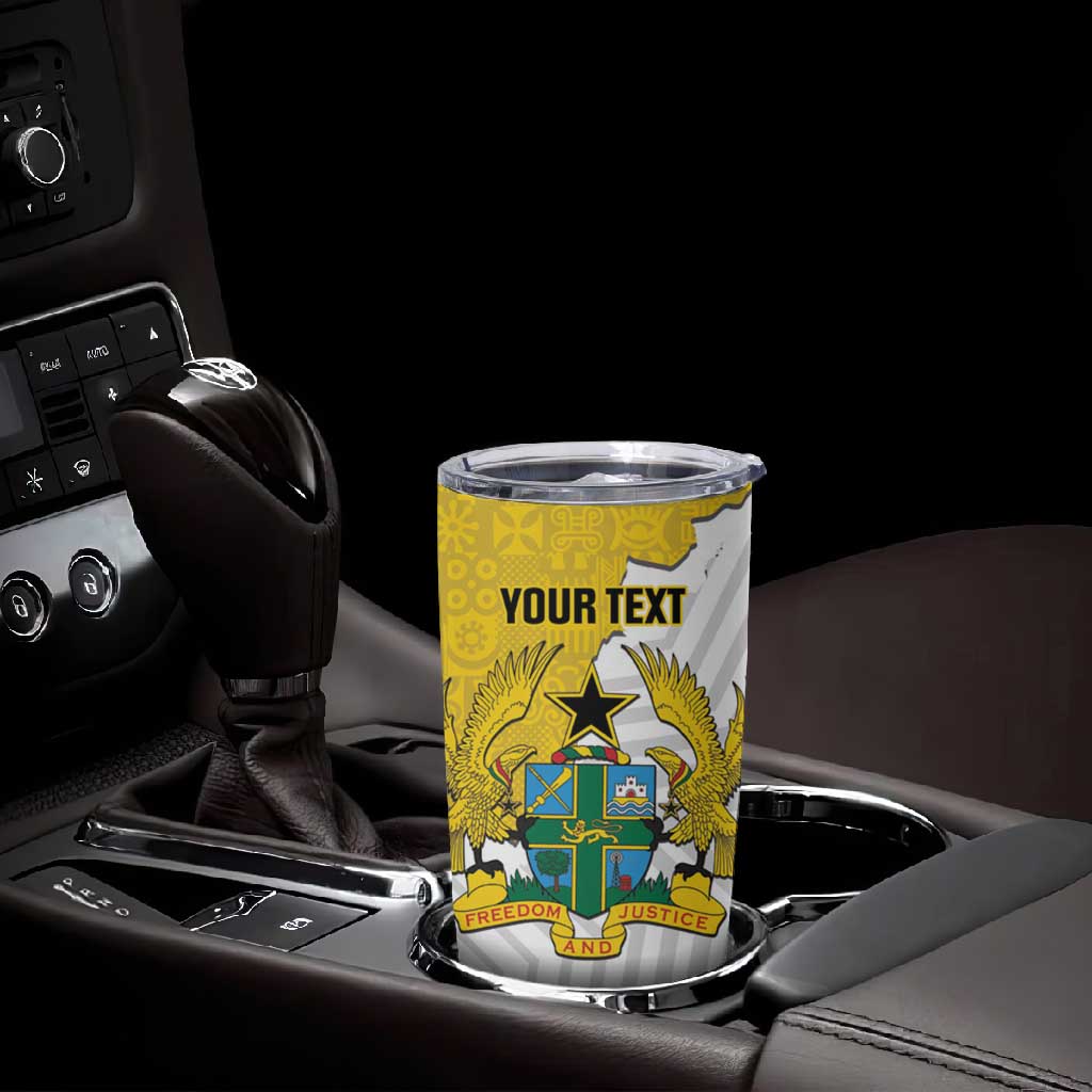 Custom Ghana Football Tumbler Cup 2026 Go Black Stars Yellow Adinkra Pattern - African Pride