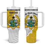 Custom Ghana Football Tumbler With Handle 2026 Go Black Stars Yellow Adinkra Pattern - African Pride