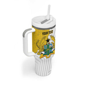 Custom Ghana Football Tumbler With Handle 2026 Go Black Stars Yellow Adinkra Pattern - African Pride