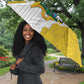 Custom Ghana Football Umbrella 2026 Go Black Stars Yellow Adinkra Pattern - African Pride