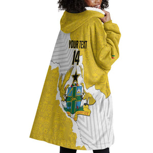 Custom Ghana Football Wearable Blanket Hoodie 2026 Go Black Stars Yellow Adinkra Pattern - African Pride