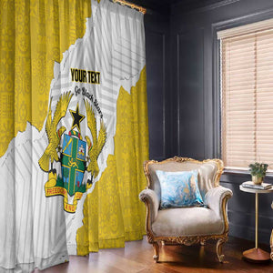 Custom Ghana Football Window Curtain 2026 Go Black Stars Yellow Adinkra Pattern - African Pride