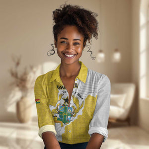 Custom Ghana Football Women Casual Shirt 2026 Go Black Stars Yellow Adinkra Pattern - African Pride