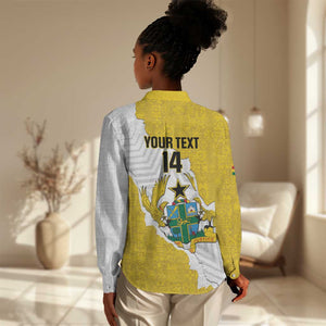 Custom Ghana Football Women Casual Shirt 2026 Go Black Stars Yellow Adinkra Pattern - African Pride