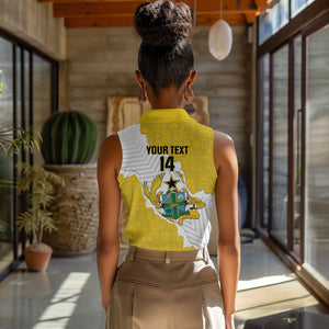 Custom Ghana Football Women Sleeveless Polo Shirt 2026 Go Black Stars Yellow Adinkra Pattern - African Pride