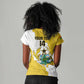 Custom Ghana Football Women V-Neck T-Shirt 2026 Go Black Stars Yellow Adinkra Pattern LT14