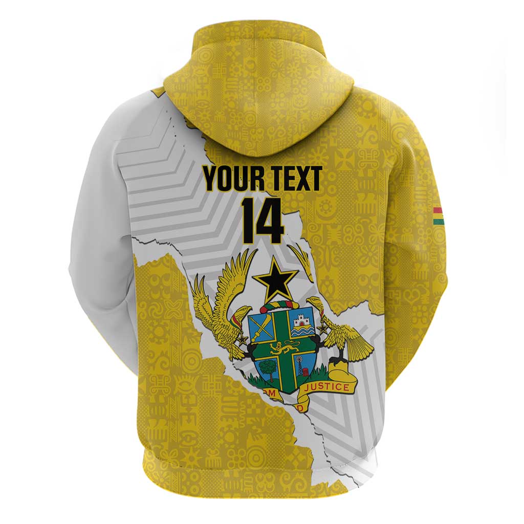 Custom Ghana Football Zip Hoodie 2026 Go Black Stars Yellow Adinkra Pattern - African Pride