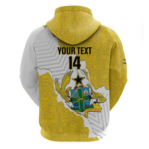 Custom Ghana Football Zip Hoodie 2026 Go Black Stars Yellow Adinkra Pattern - African Pride