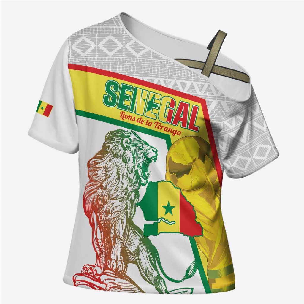 Personalized Senegal Football Cross Shoulder Shirt 2026 Come On Lions de la Teranga - African Pride
