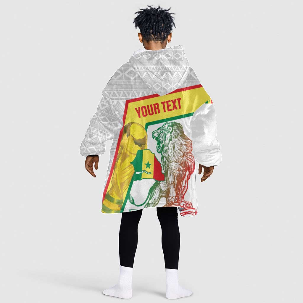Personalized Senegal Football Kid Wearable Blanket Hoodie 2026 Come On Lions de la Teranga - African Pride