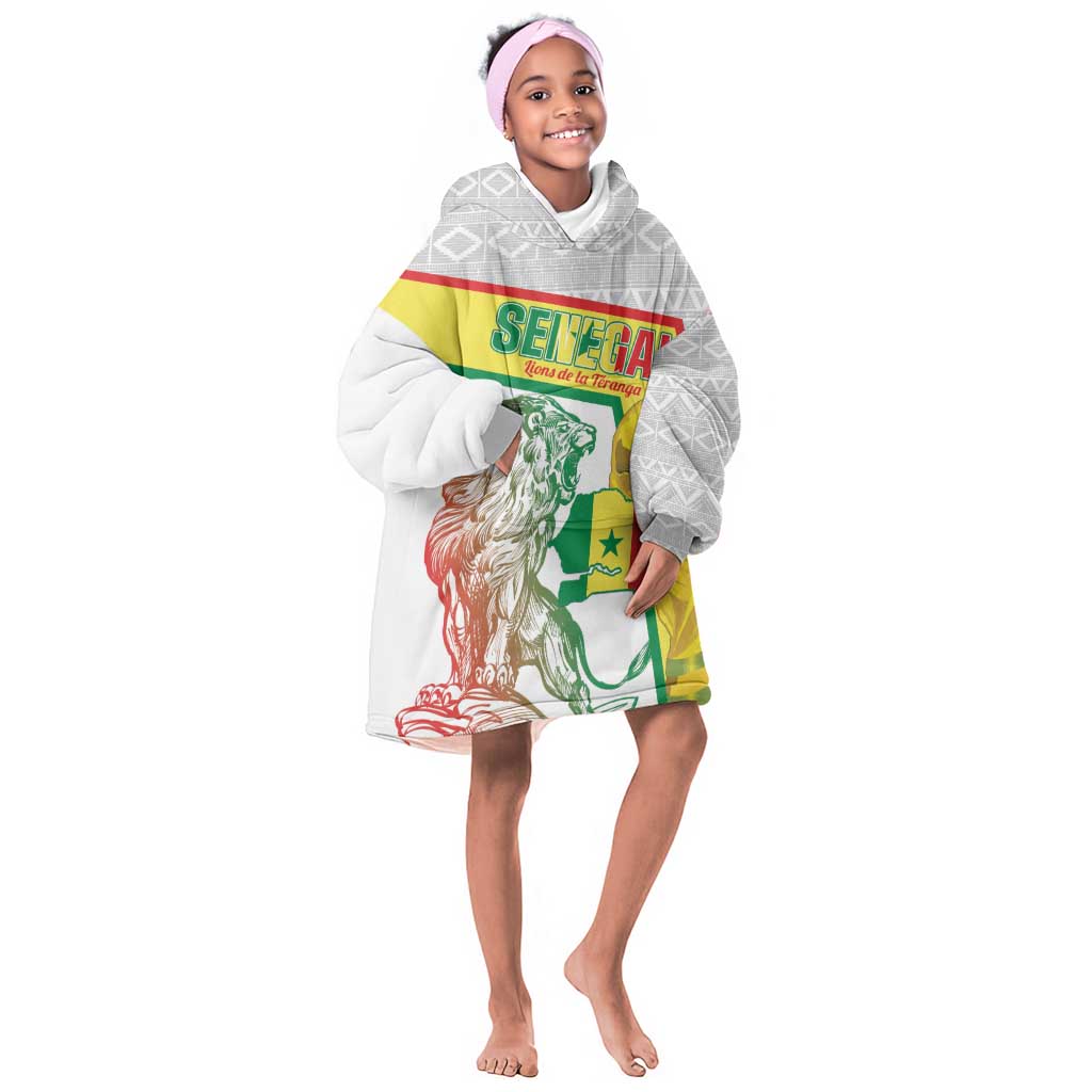 Personalized Senegal Football Kid Wearable Blanket Hoodie 2026 Come On Lions de la Teranga - African Pride