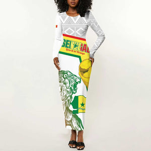 Personalized Senegal Football Long Sleeve Bodycon Dress 2026 Come On Lions de la Teranga - African Pride
