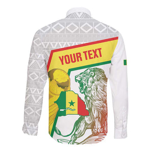 Personalized Senegal Football Long Sleeve Button Shirt 2026 Come On Lions de la Teranga - African Pride