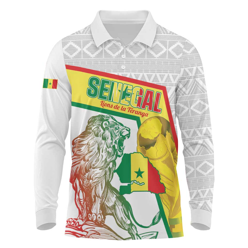Personalized Senegal Football Long Sleeve Polo Shirt 2026 Come On Lions de la Teranga - African Pride
