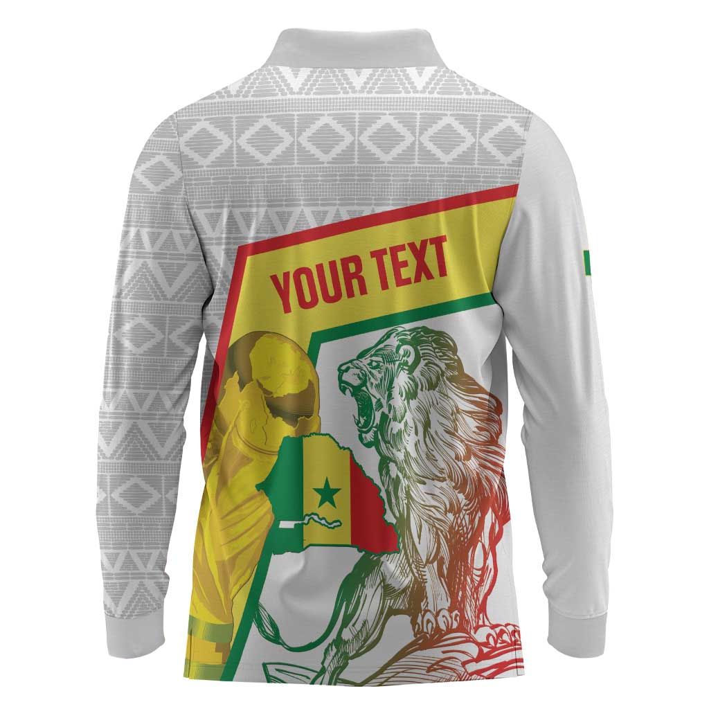 Personalized Senegal Football Long Sleeve Polo Shirt 2026 Come On Lions de la Teranga - African Pride