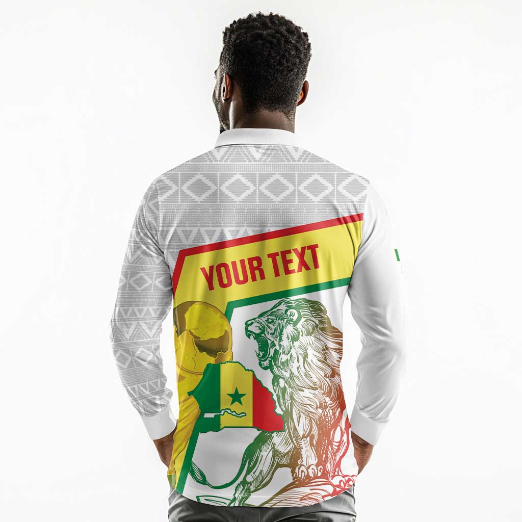 Personalized Senegal Football Long Sleeve Polo Shirt 2026 Come On Lions de la Teranga - African Pride