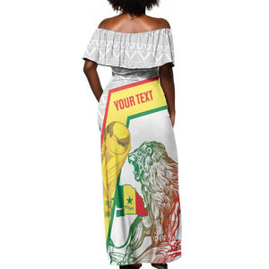 Personalized Senegal Football Off Shoulder Maxi Dress 2026 Come On Lions de la Teranga - African Pride