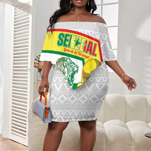 Personalized Senegal Football Off Shoulder Short Dress 2026 Come On Lions de la Teranga - African Pride