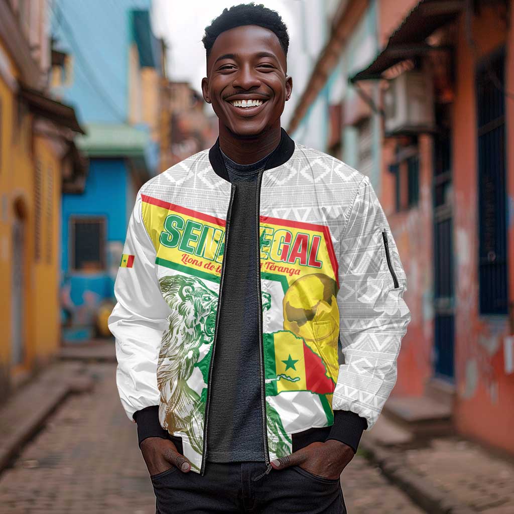 Personalized Senegal Football Sleeve Zip Bomber Jacket 2026 Come On Lions de la Teranga - African Pride