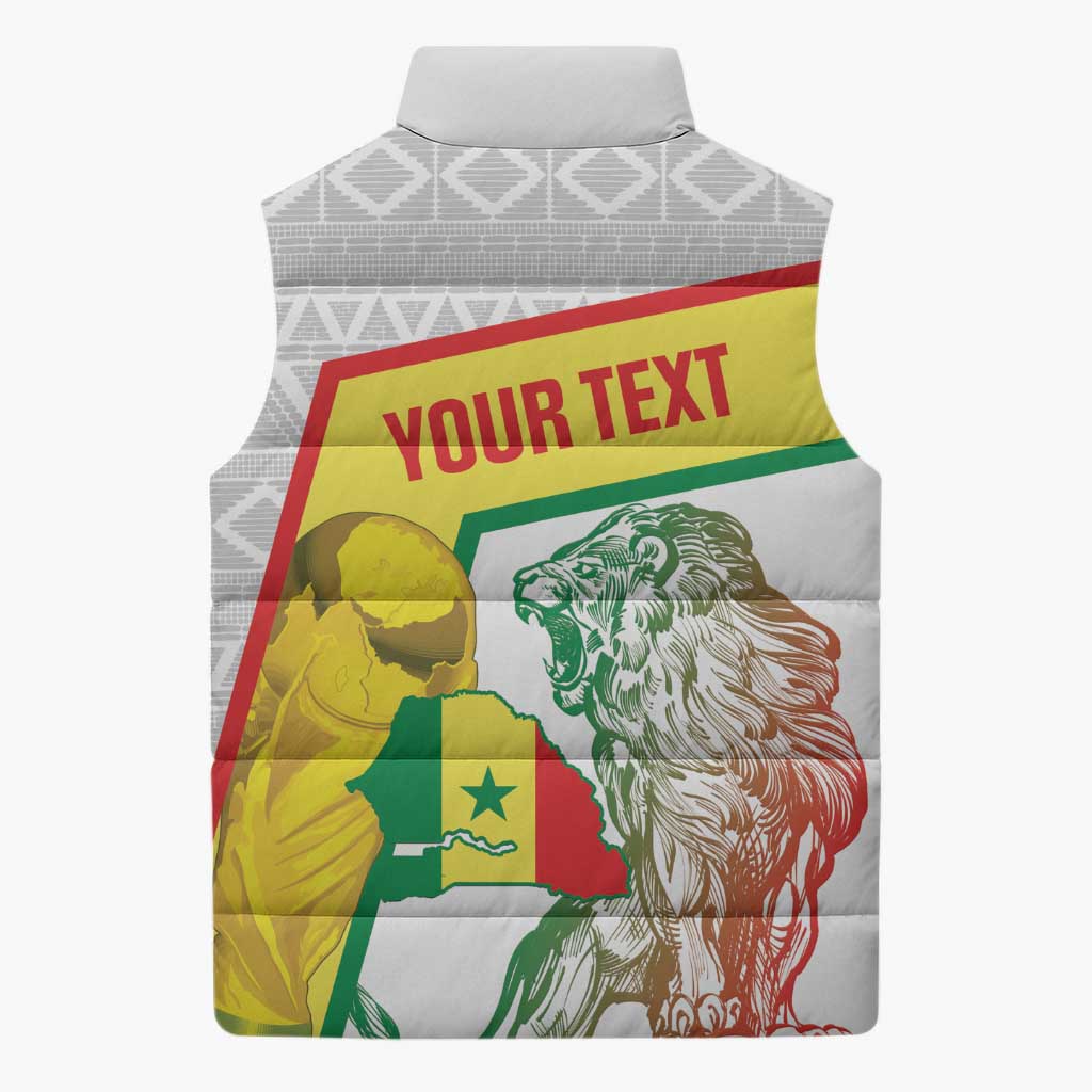 Personalized Senegal Football Sleeveless Puffer Jacket 2026 Come On Lions de la Teranga - African Pride