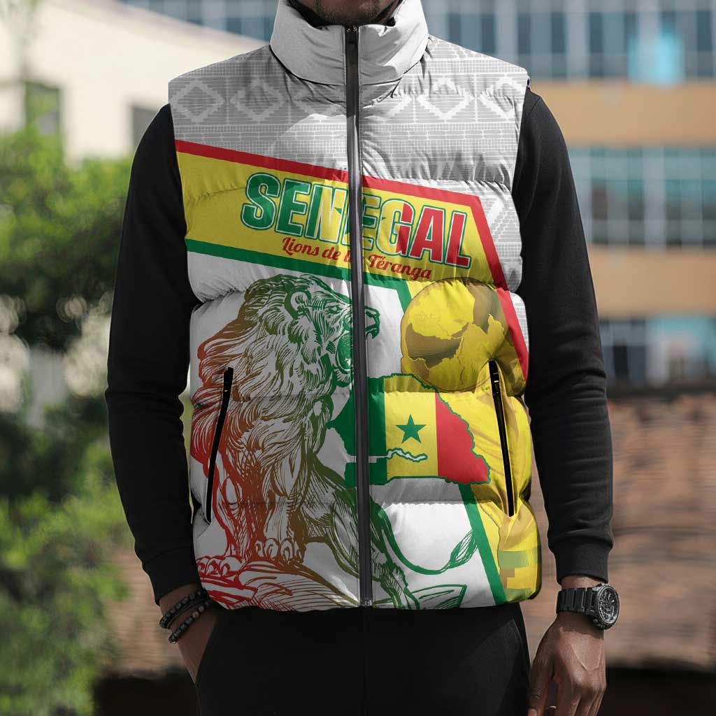 Personalized Senegal Football Sleeveless Puffer Jacket 2026 Come On Lions de la Teranga - African Pride