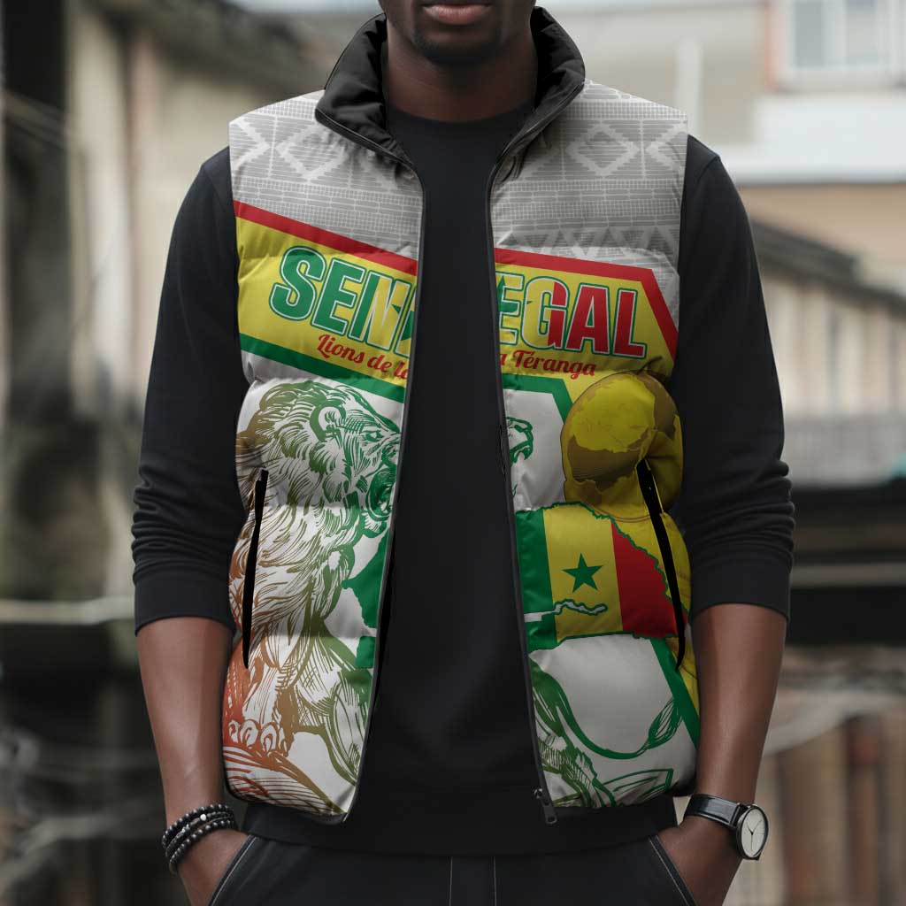Personalized Senegal Football Sleeveless Puffer Jacket 2026 Come On Lions de la Teranga - African Pride