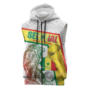 Personalized Senegal Football Sleeveless Zip Hoodie 2026 Come On Lions de la Teranga - African Pride