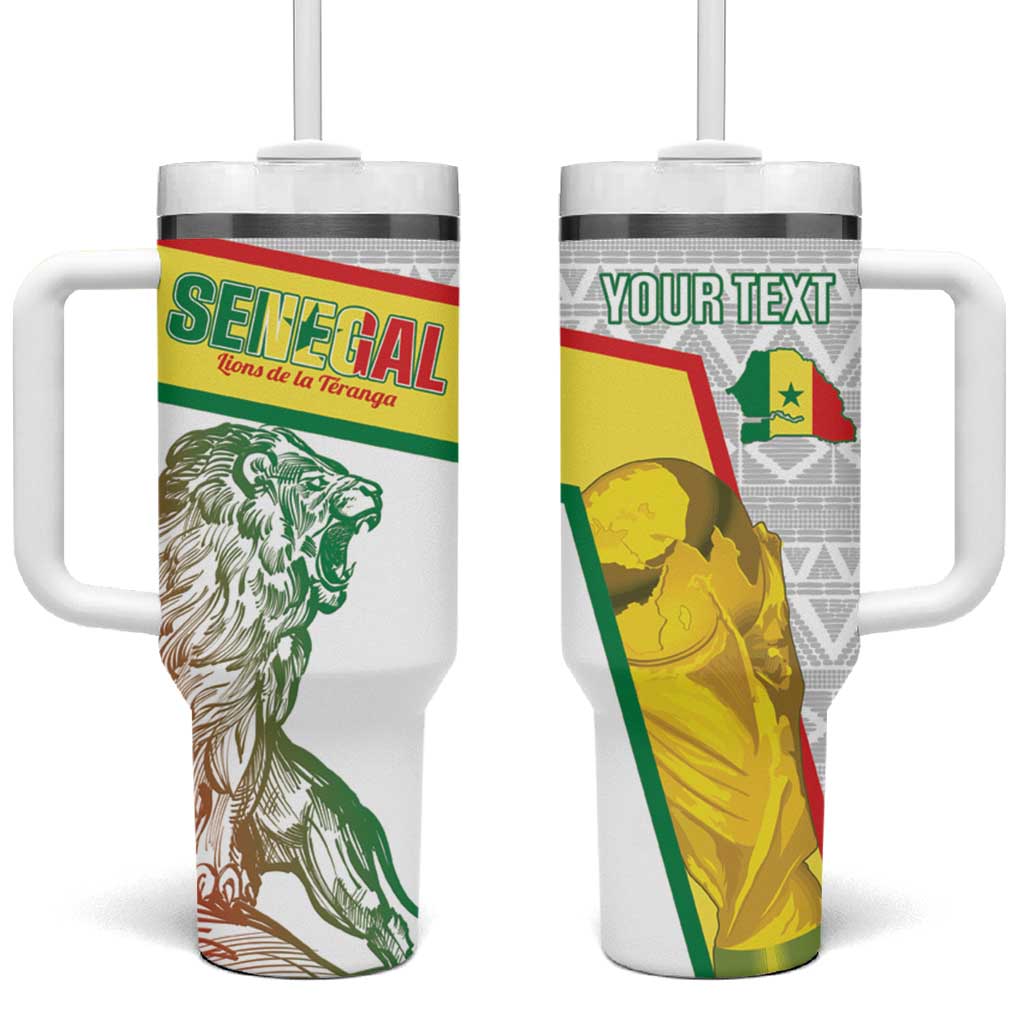 Personalized Senegal Football Tumbler With Handle 2026 Come On Lions de la Teranga - African Pride