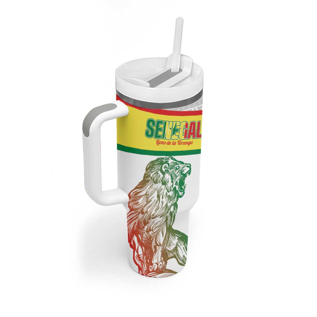 Personalized Senegal Football Tumbler With Handle 2026 Come On Lions de la Teranga - African Pride