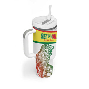 Personalized Senegal Football Tumbler With Handle 2026 Come On Lions de la Teranga - African Pride