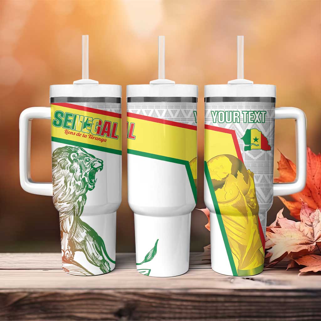 Personalized Senegal Football Tumbler With Handle 2026 Come On Lions de la Teranga - African Pride