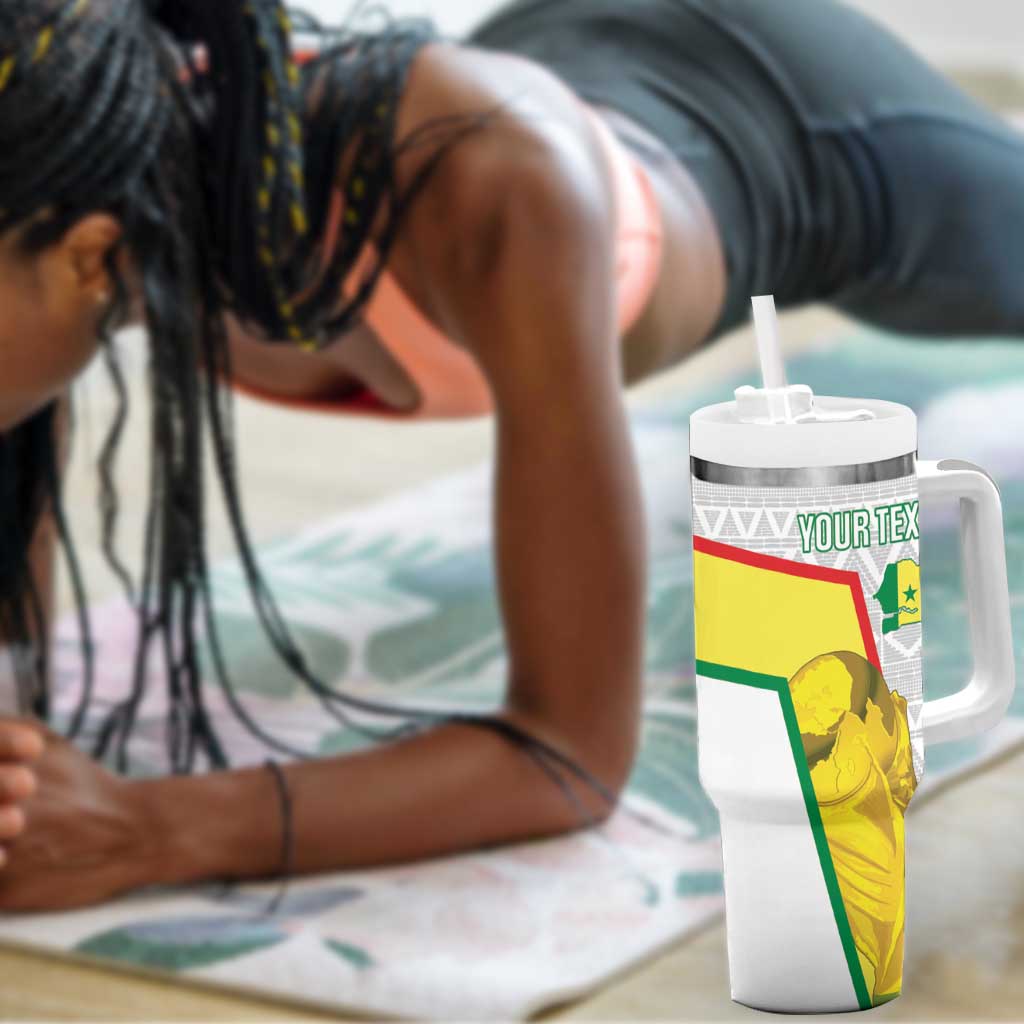 Personalized Senegal Football Tumbler With Handle 2026 Come On Lions de la Teranga - African Pride