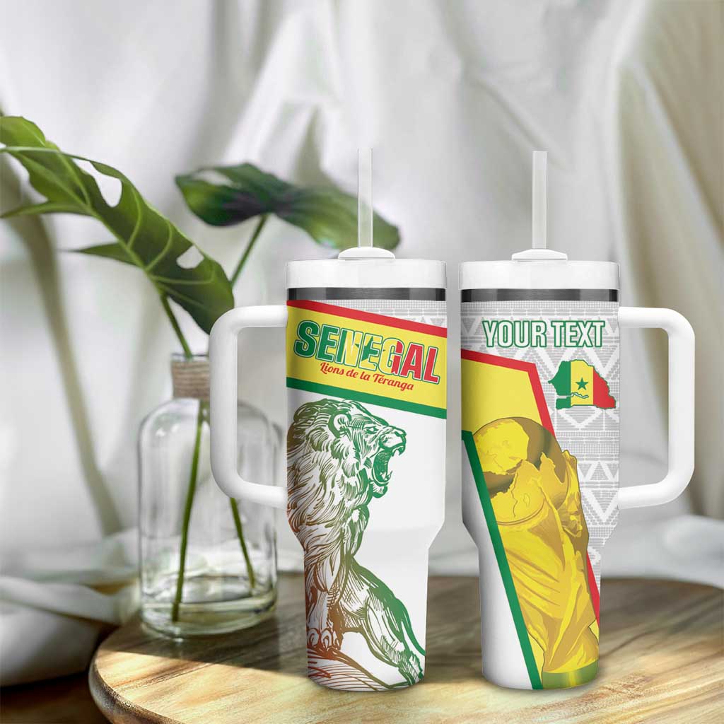 Personalized Senegal Football Tumbler With Handle 2026 Come On Lions de la Teranga - African Pride