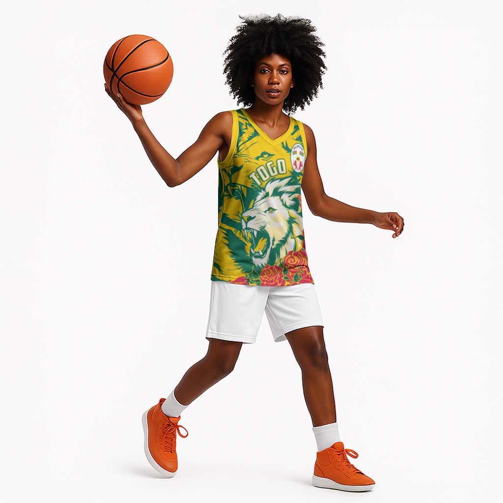 Togo Independence Day Basketball Jersey Lion and Rose Proud To Be Togolese