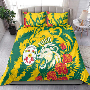 Togo Independence Day Bedding Set Lion and Rose Proud To Be Togolese