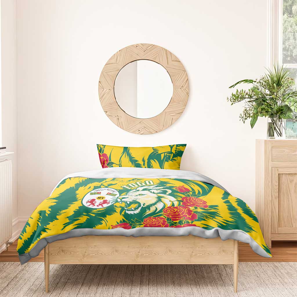 Togo Independence Day Bedding Set Lion and Rose Proud To Be Togolese