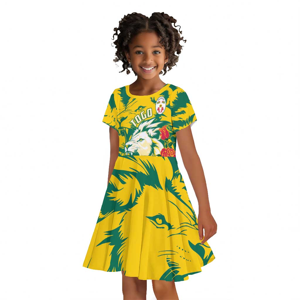Togo Independence Day Kid Short Sleeve Dress Lion and Rose Proud To Be Togolese