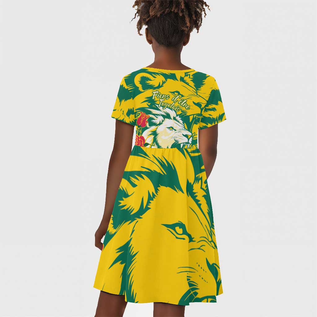 Togo Independence Day Kid Short Sleeve Dress Lion and Rose Proud To Be Togolese