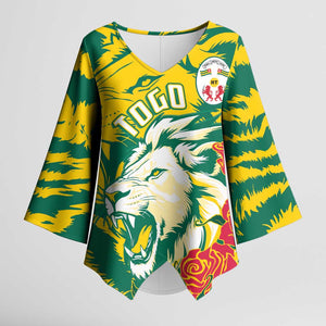 Togo Independence Day Kimono Sleeve Blouse Lion and Rose Proud To Be Togolese