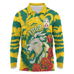 Togo Independence Day Long Sleeve Polo Shirt Lion and Rose Proud To Be Togolese