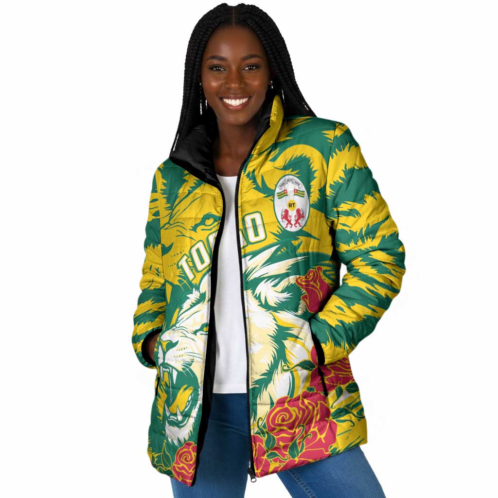 Togo Independence Day Padded Jacket Lion and Rose Proud To Be Togolese
