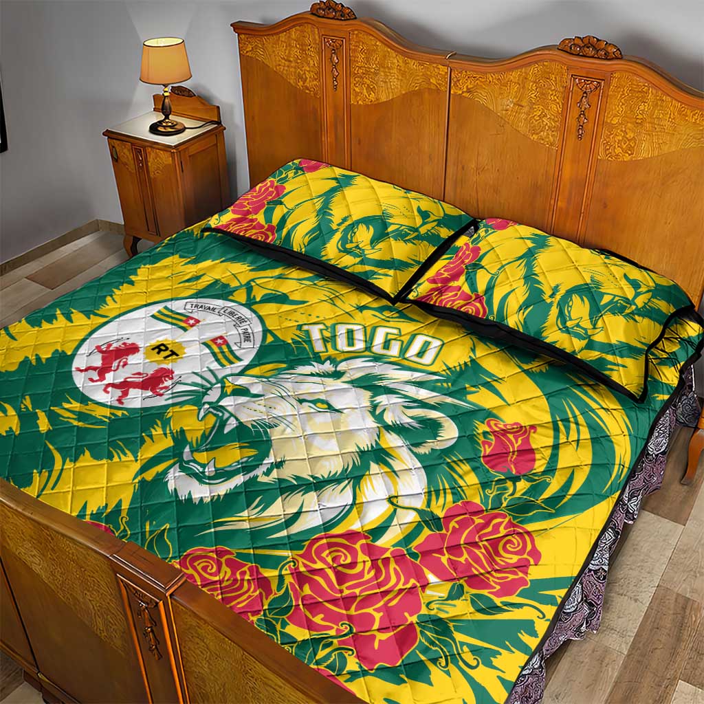 Togo Independence Day Quilt Bed Set Lion and Rose Proud To Be Togolese