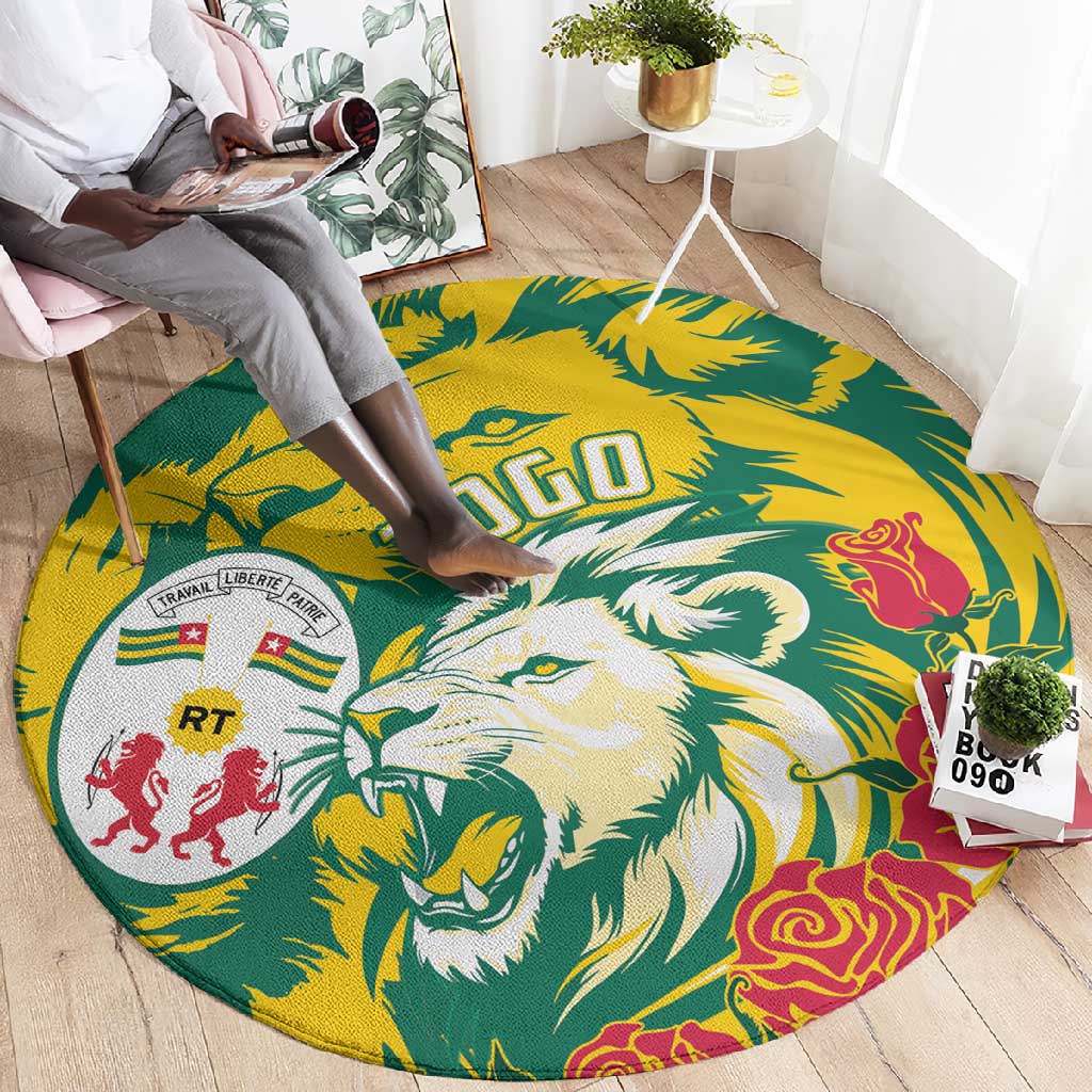 Togo Independence Day Round Carpet Lion and Rose Proud To Be Togolese