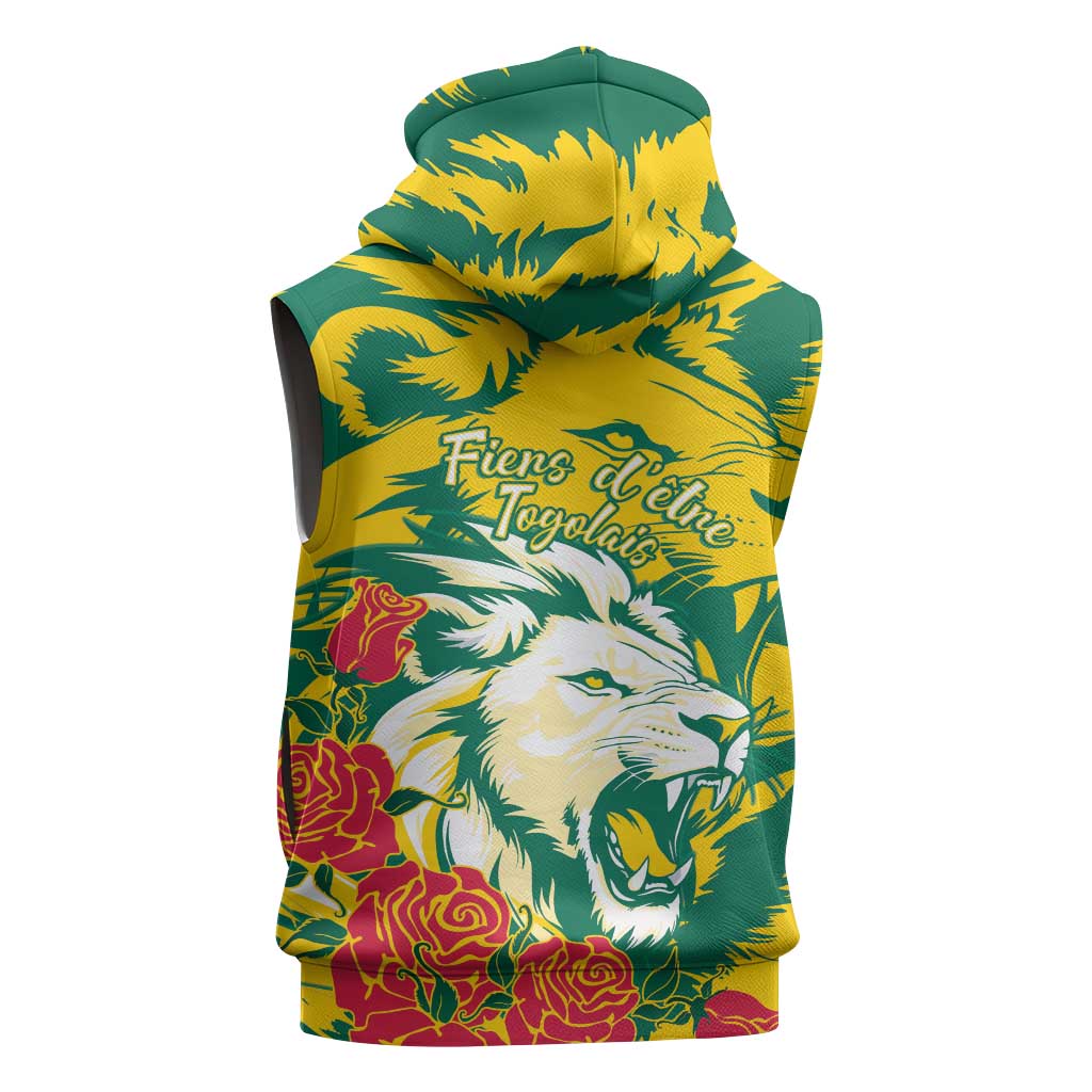 Togo Independence Day Sleeveless Zip Hoodie Lion and Rose Proud To Be Togolese