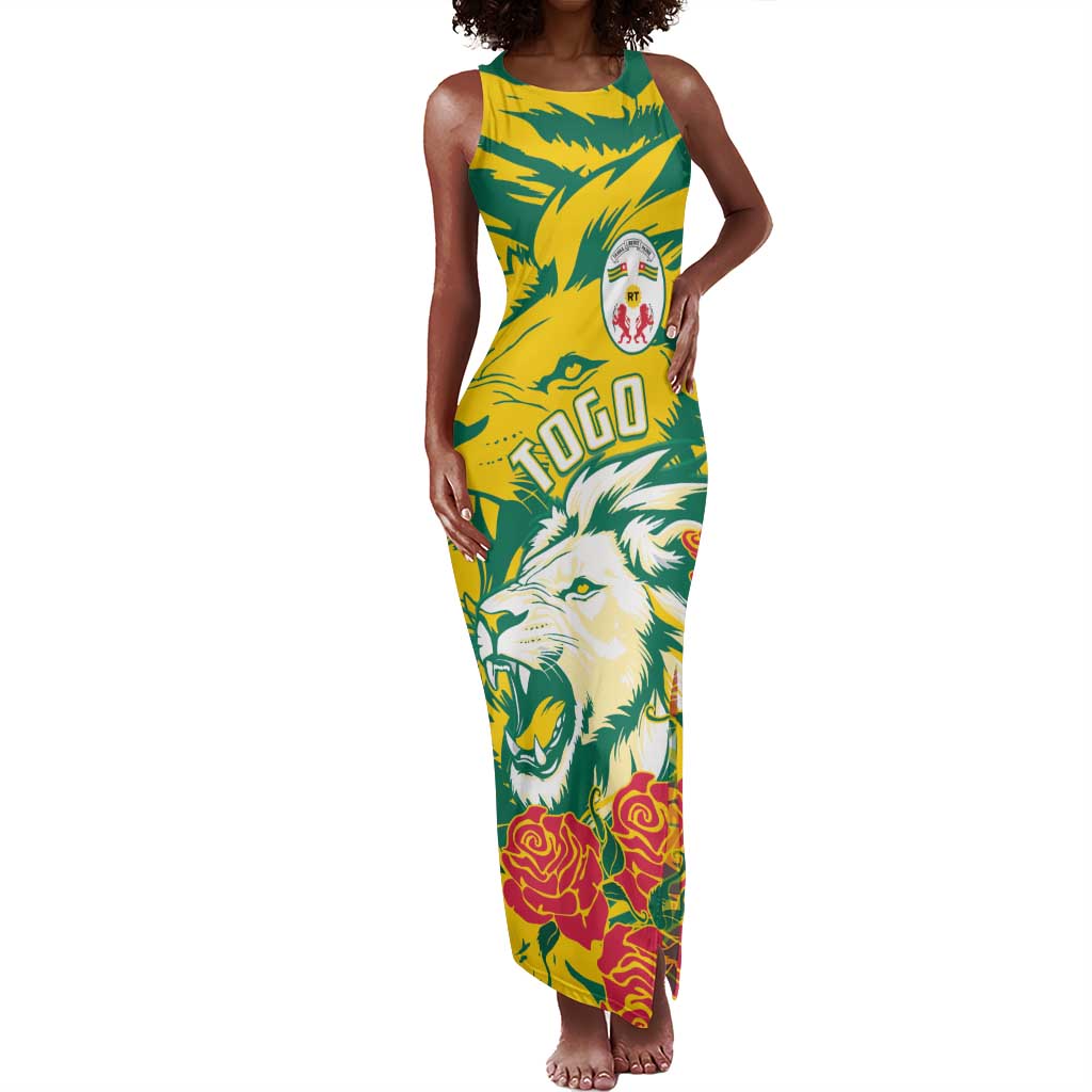 Togo Independence Day Tank Maxi Dress Lion and Rose Proud To Be Togolese