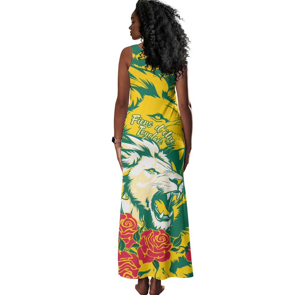Togo Independence Day Tank Maxi Dress Lion and Rose Proud To Be Togolese