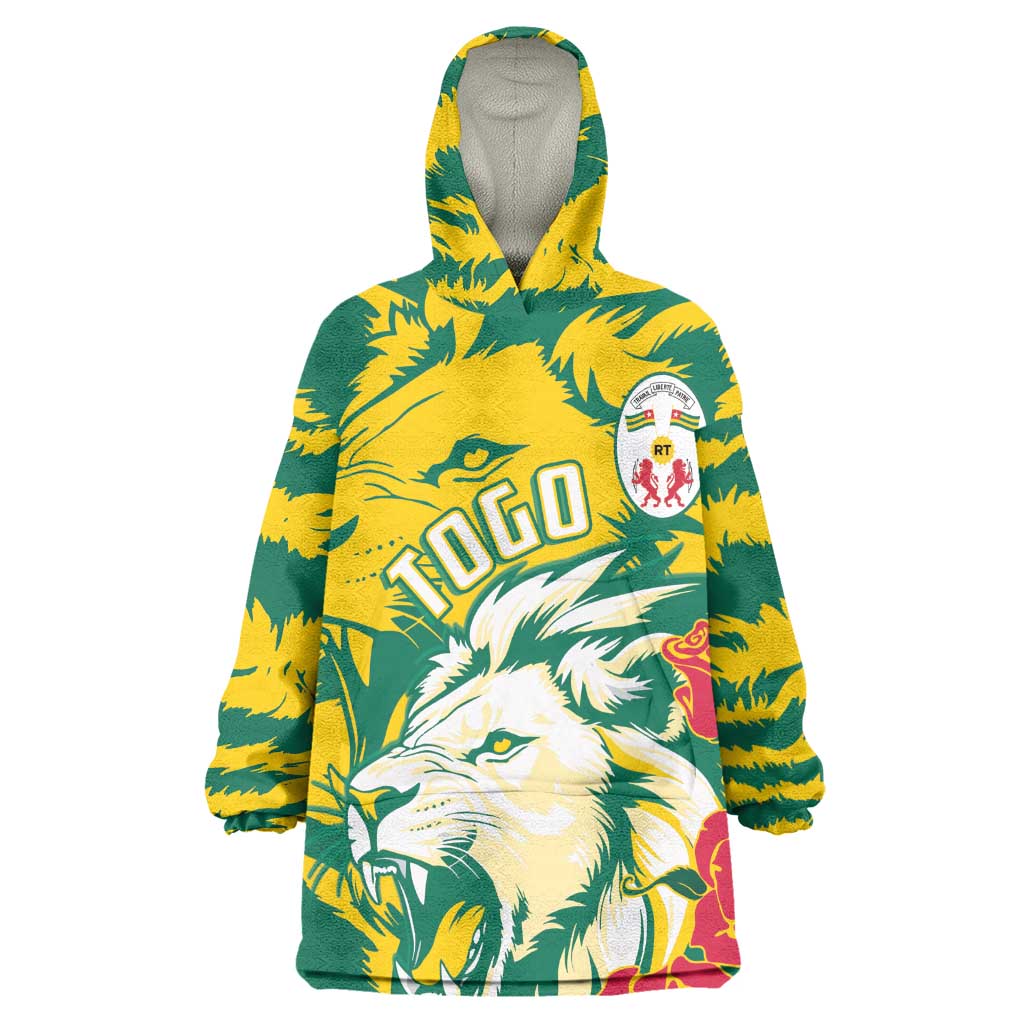 Togo Independence Day Wearable Blanket Hoodie Lion and Rose Proud To Be Togolese