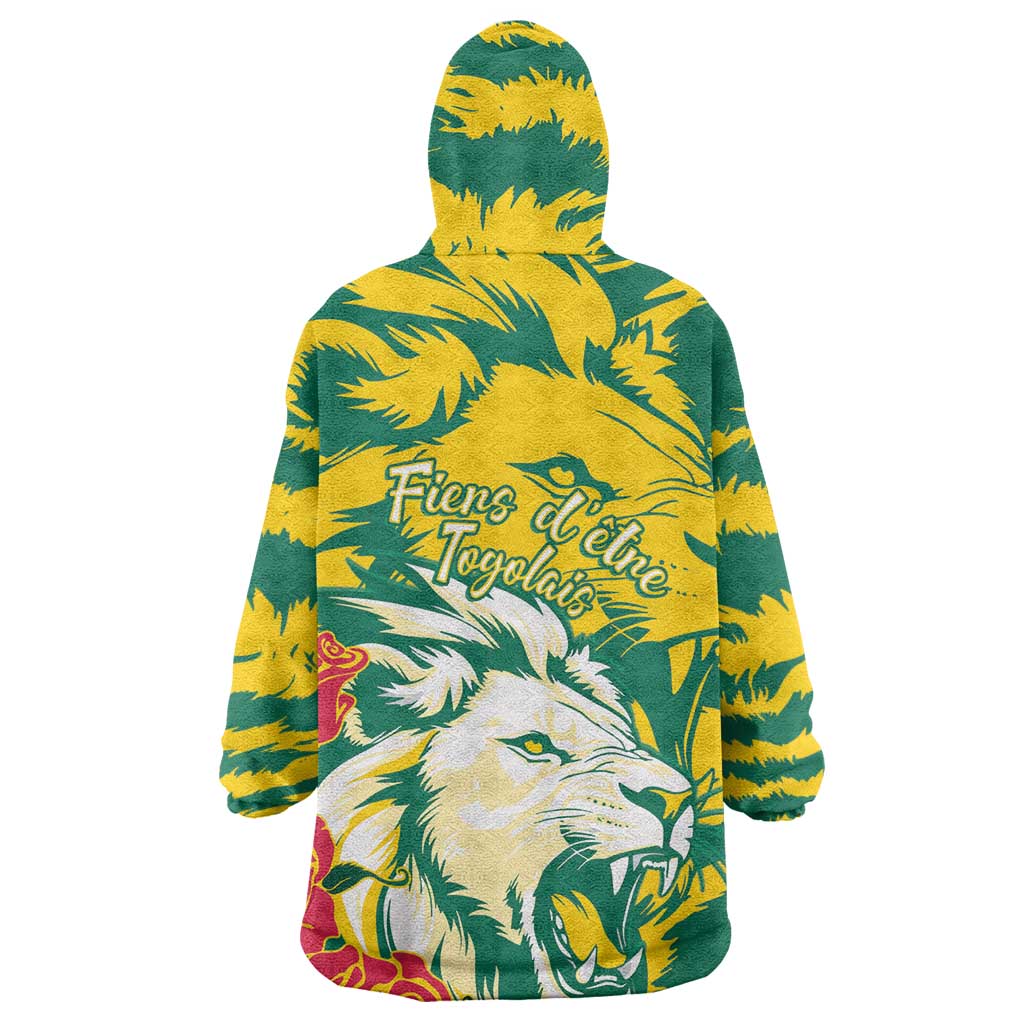 Togo Independence Day Wearable Blanket Hoodie Lion and Rose Proud To Be Togolese