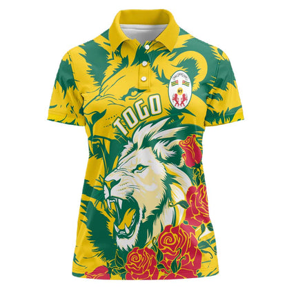 Togo Independence Day Women Polo Shirt Lion and Rose Proud To Be Togolese
