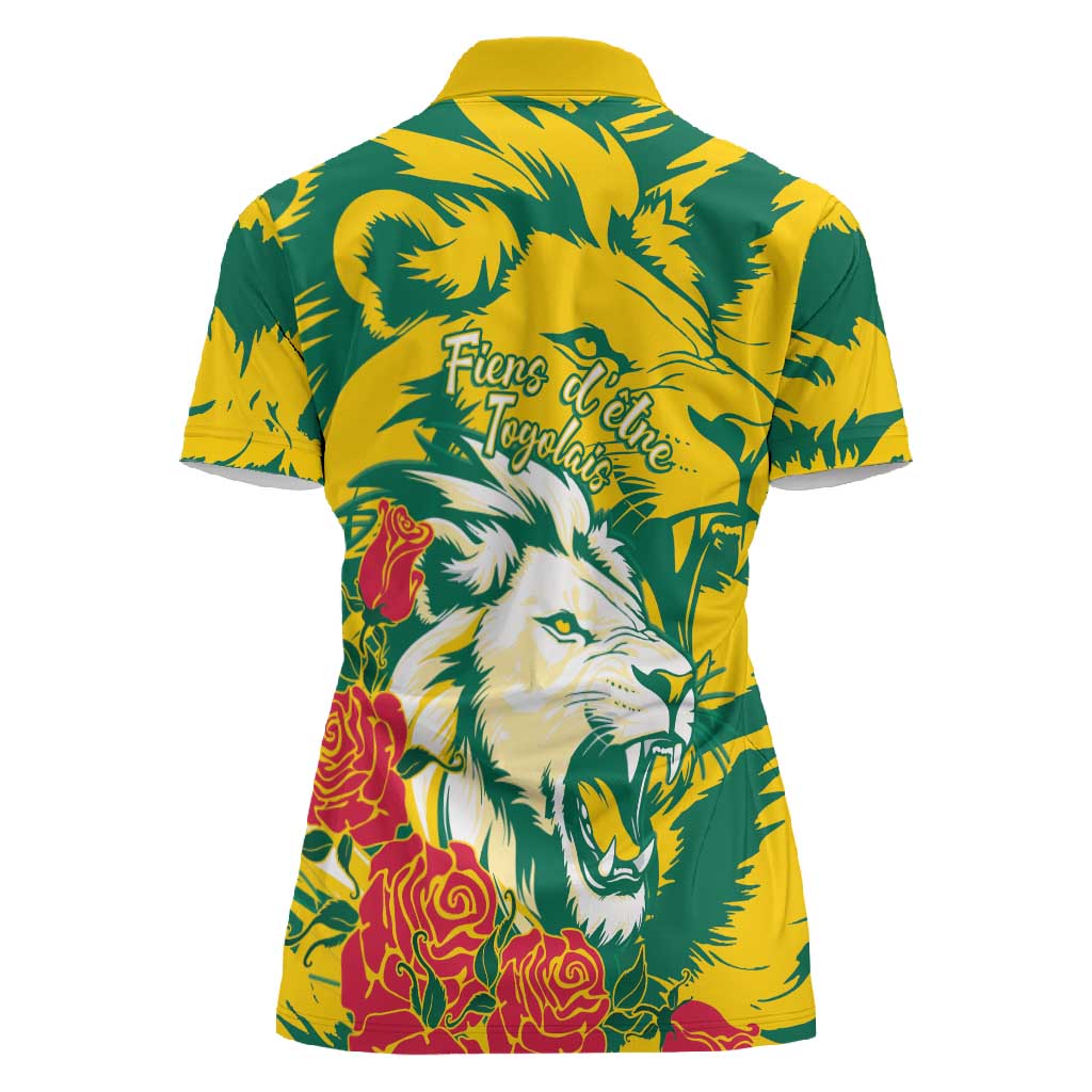 Togo Independence Day Women Polo Shirt Lion and Rose Proud To Be Togolese
